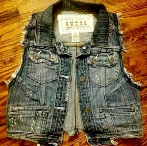 GUESS Distressed Denim Vest